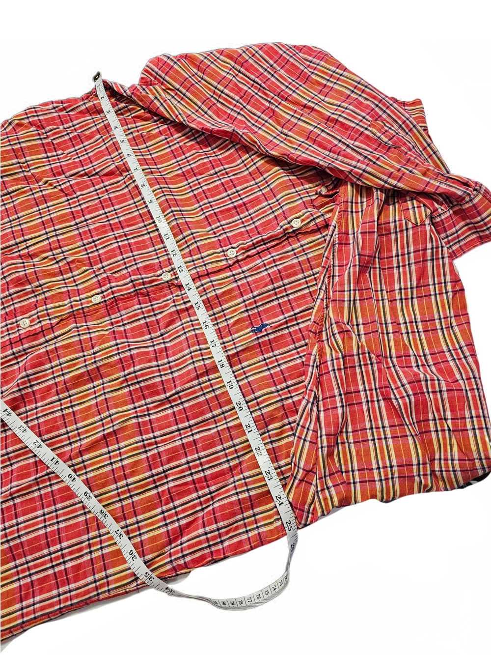 Ralph Lauren Blake Mens Shirt L Red Yellow Madras Plaid Cotton Button Down - Picture 7 of 10